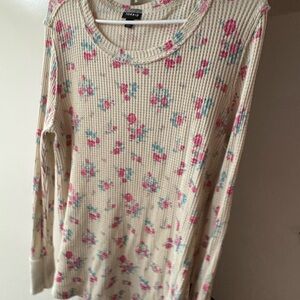 Torrid Cream Floral Long Sleeve Sweater